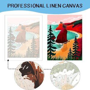 Paint by Number for Adults Canvas - Abstract Landscape Beach Mountain 2 sets